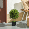 HOMCOM Set of 2 Decorative Artificial Plants, Cedar Topiary Trees in Pots, Fake Plants for Home Indoor outdoor Decor, 21.7 inch, Green