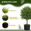 HOMCOM Set of 2 Decorative Artificial Plants, Cedar Topiary Trees in Pots, Fake Plants for Home Indoor outdoor Decor, 21.7 inch, Green