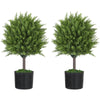 HOMCOM Set of 2 Decorative Artificial Plants, Cedar Topiary Trees in Pots, Fake Plants for Home Indoor outdoor Decor, 21.7 inch, Green