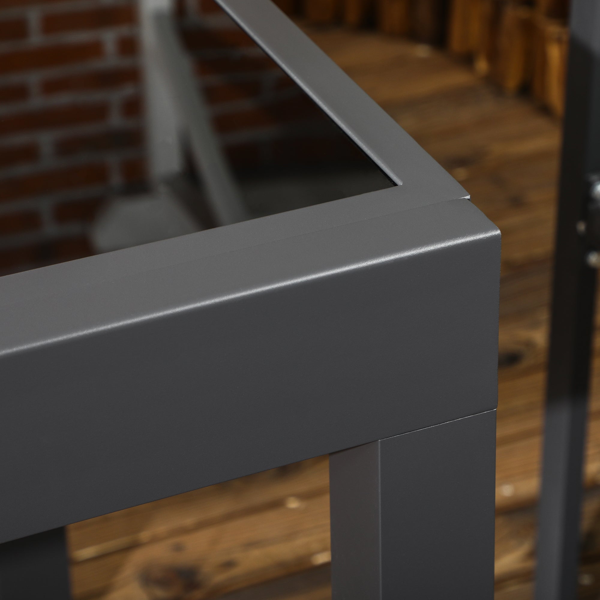 Outsunny 63" Extendable Outdoor Dining Table Patio Table with Aluminum Frame and Tempered Glass Tabletop, Black