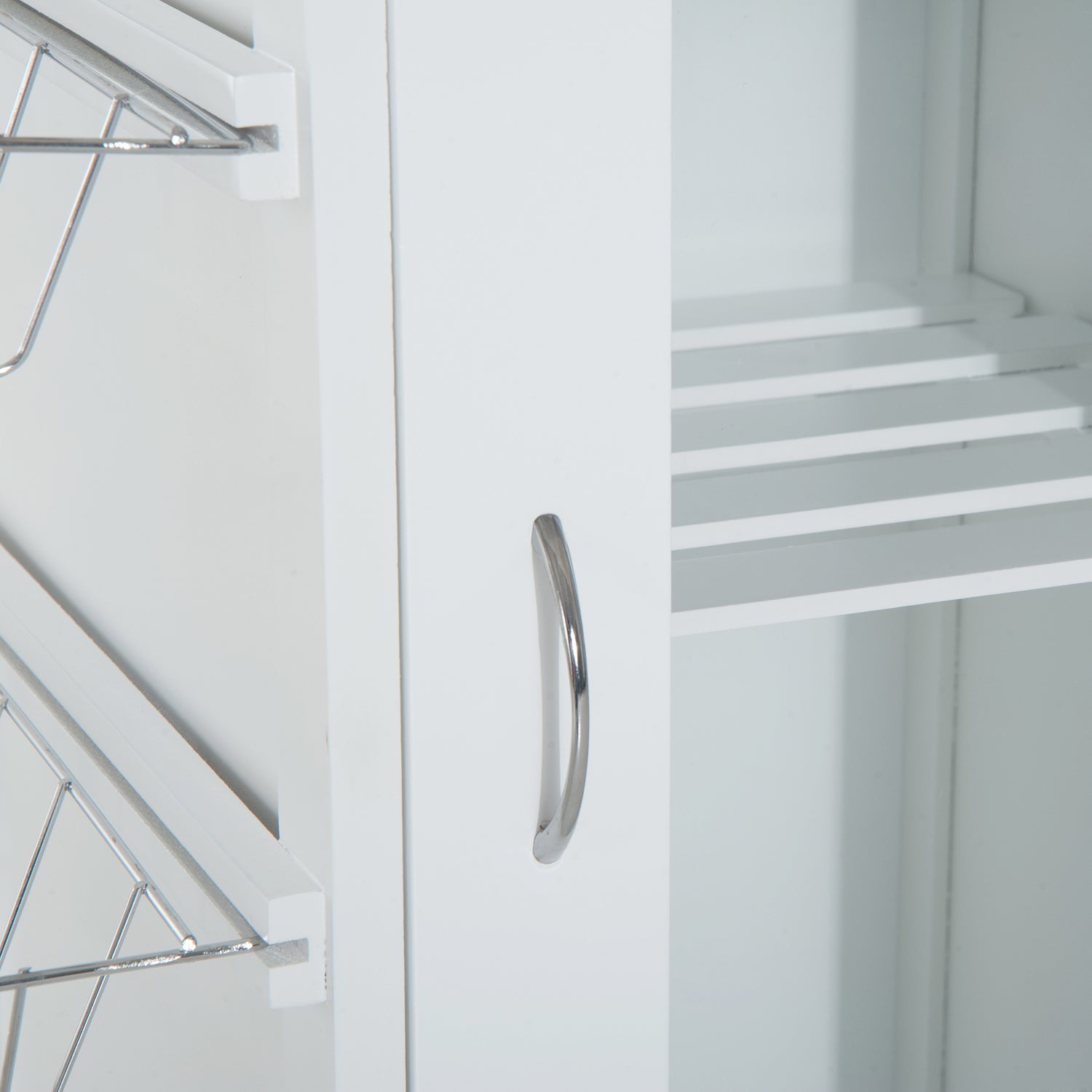 HOMCOM 34" Rolling Wood Kitchen Trolley Serving Cart with Drawer and Cabinet Wheeled Kitchen Storage Island White with Bamboo Top