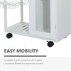 HOMCOM 34" Rolling Wood Kitchen Trolley Serving Cart with Drawer and Cabinet Wheeled Kitchen Storage Island White with Bamboo Top