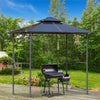 Outsunny 8' x 5' Hardtop Grill Gazebo, Aluminium BBQ Canopy Gazebo, Outdoor Canopy with Side Shelves & Double Roof