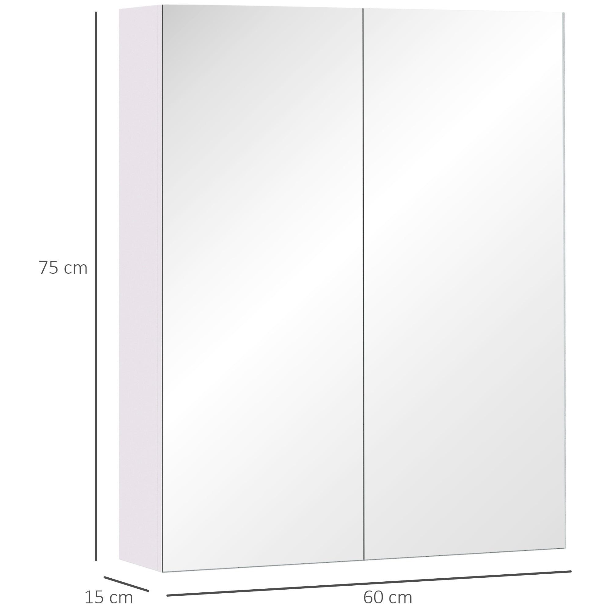 HOMCOM Wall Mount Medicine Cabinet with Mirror, Bathroom Mirror Cabinet Storage Organizer with Adjustable Shelf, Double Door Cupboard, Soft Closing, 23.5