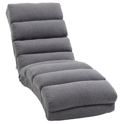 HOMCOM Folding Floor Chair with Back Support for Adult, 9-Position Lazy Sofa Chair with Adjustable Back, Backrest and Footrest for Reading, Gaming, Meditation, Soft Cushioned, Grey