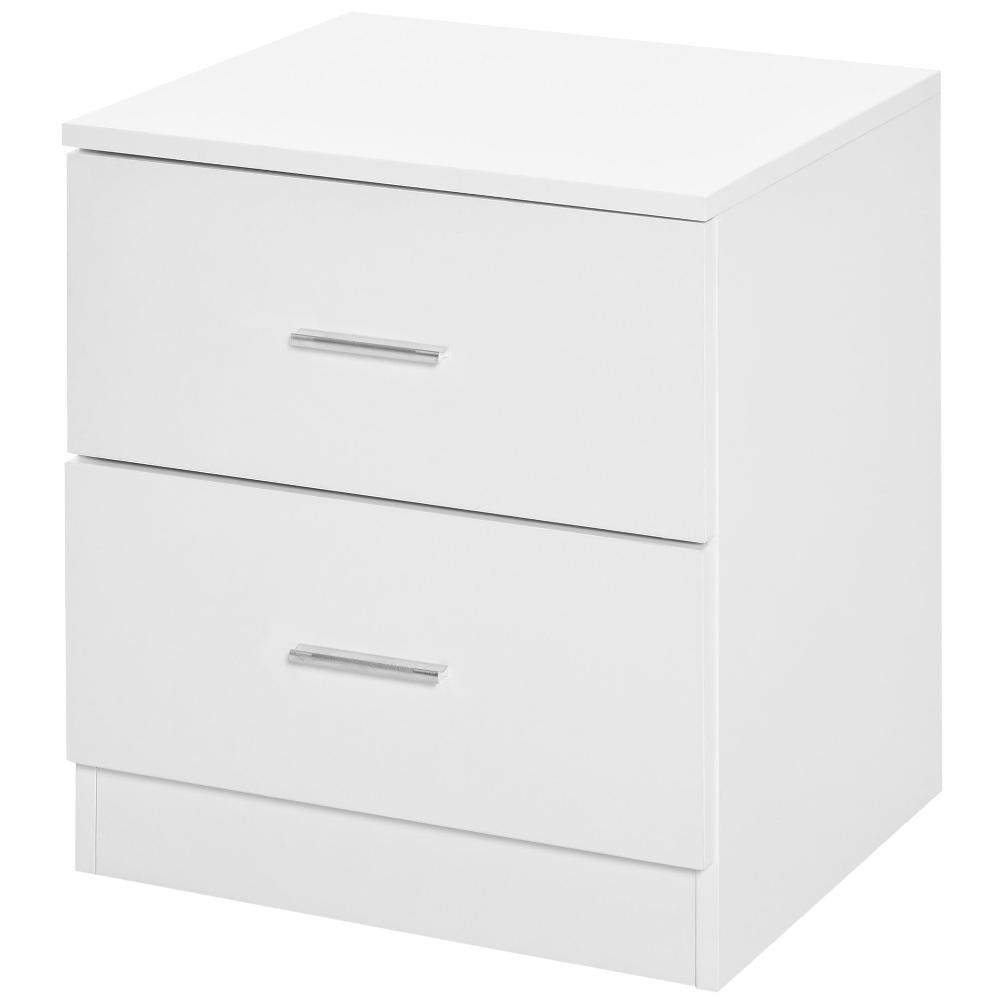 HOMCOM Bedside Table with 2 Drawers, Modern Nightstand, Cabinet Drawer Side Storage Unit for Bedroom, White