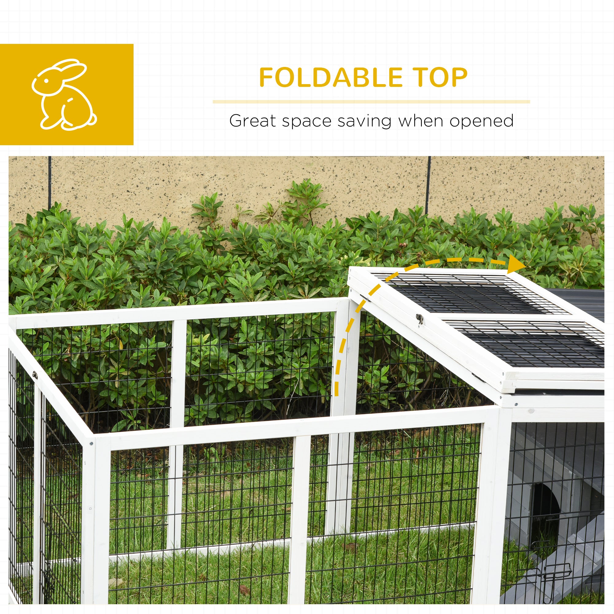 Pawhut Rabbit Hutch Duck Cage with Large Run Wooden Small Animal Cage Bunny House Tortoise Enclosure Indoor/Outdoor with Hinge roof and Water-Repellent Paint, Grey