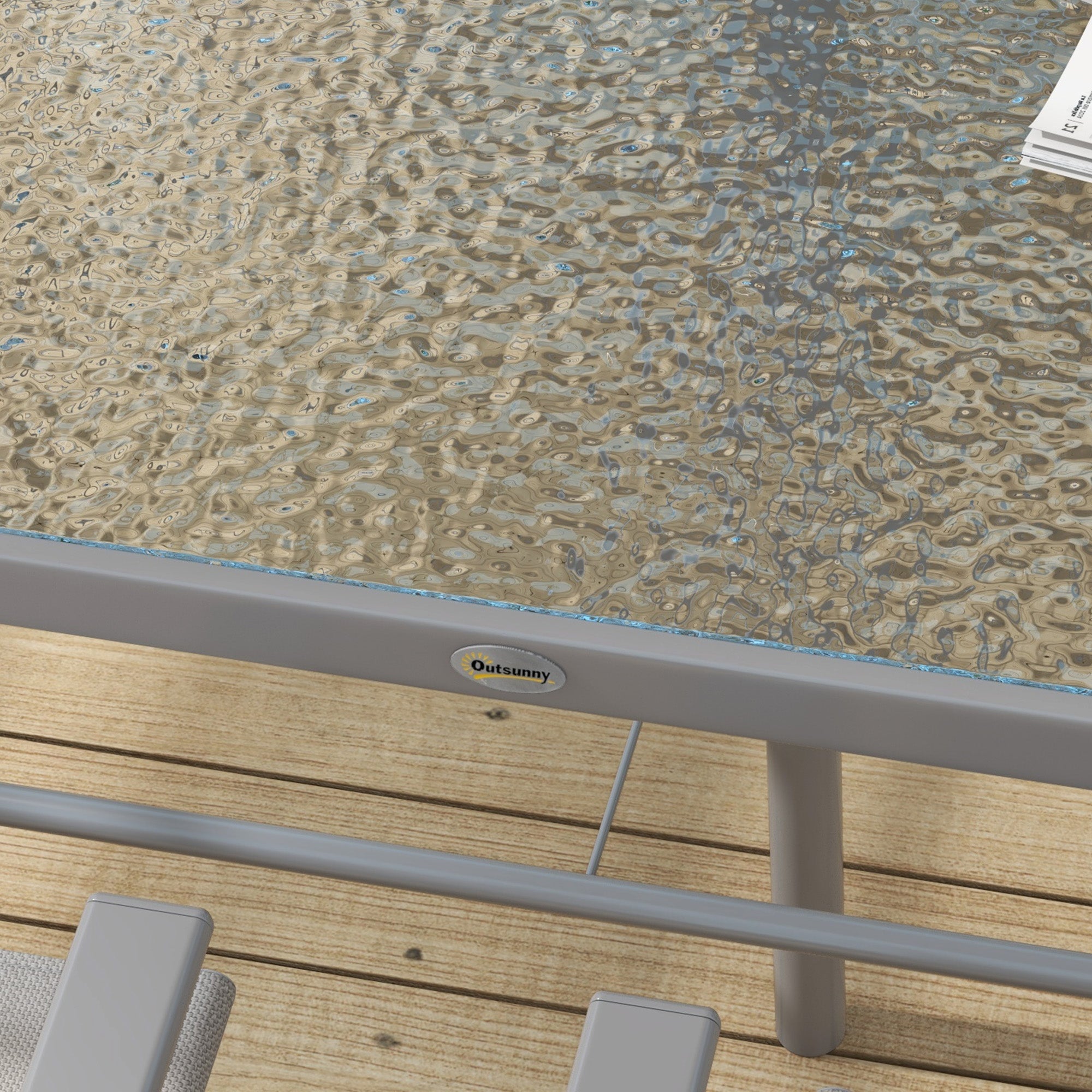 Outsunny 8 Piece Patio Dining Set for 6 with Umbrella, Outdoor Table and Chairs with 6 Folding Chairs with Mesh Seat and Rectangle Dining Table with Umbrella Hole, Grey