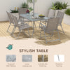 Outsunny 8 Piece Patio Dining Set for 6 with Umbrella, Outdoor Table and Chairs with 6 Folding Chairs with Mesh Seat and Rectangle Dining Table with Umbrella Hole, Grey