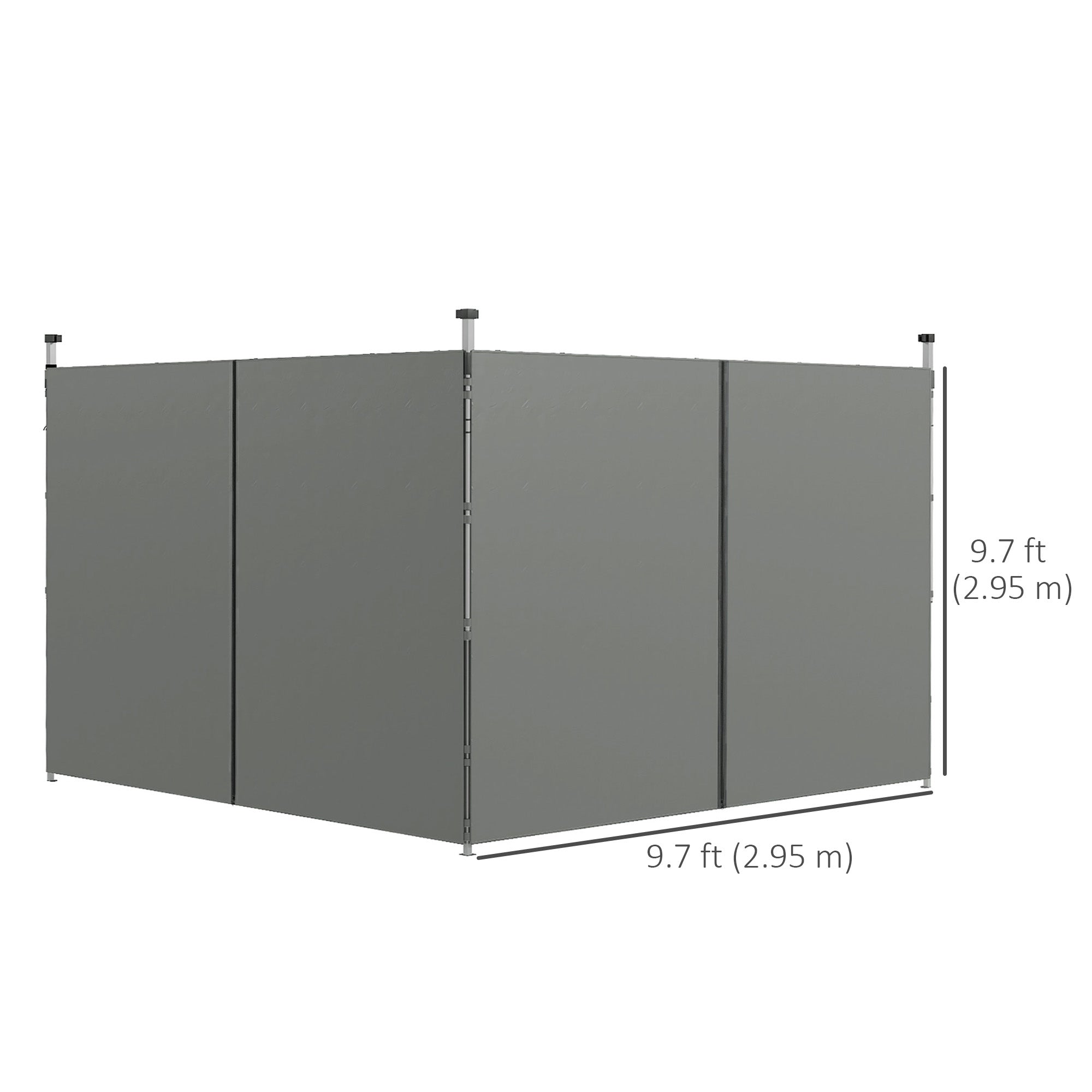 Outsunny Canopy Sidewalls with Zipped Doors, for 10' x 20' or 10' x 10' Pop Up Canopy Tent, 2 Pack Canopy Walls Replacement, Dark Grey