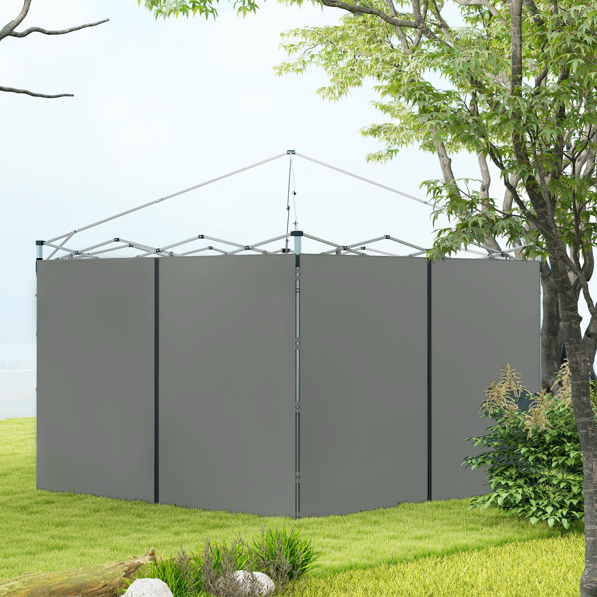 Outsunny Canopy Sidewalls with Zipped Doors, for 10' x 20' or 10' x 10' Pop Up Canopy Tent, 2 Pack Canopy Walls Replacement, Dark Grey
