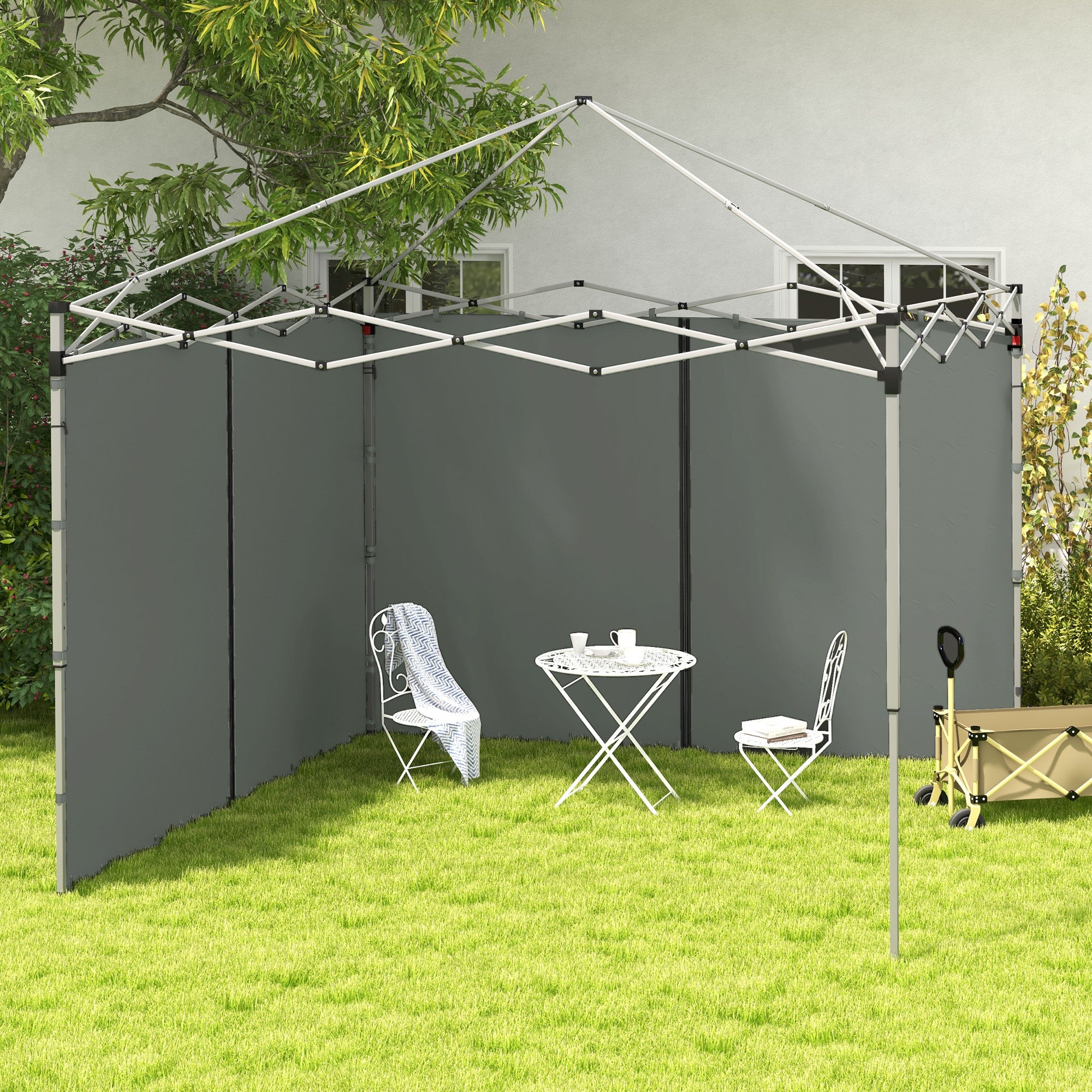 Outsunny Canopy Sidewalls with Zipped Doors, for 10' x 20' or 10' x 10' Pop Up Canopy Tent, 2 Pack Canopy Walls Replacement, Dark Grey