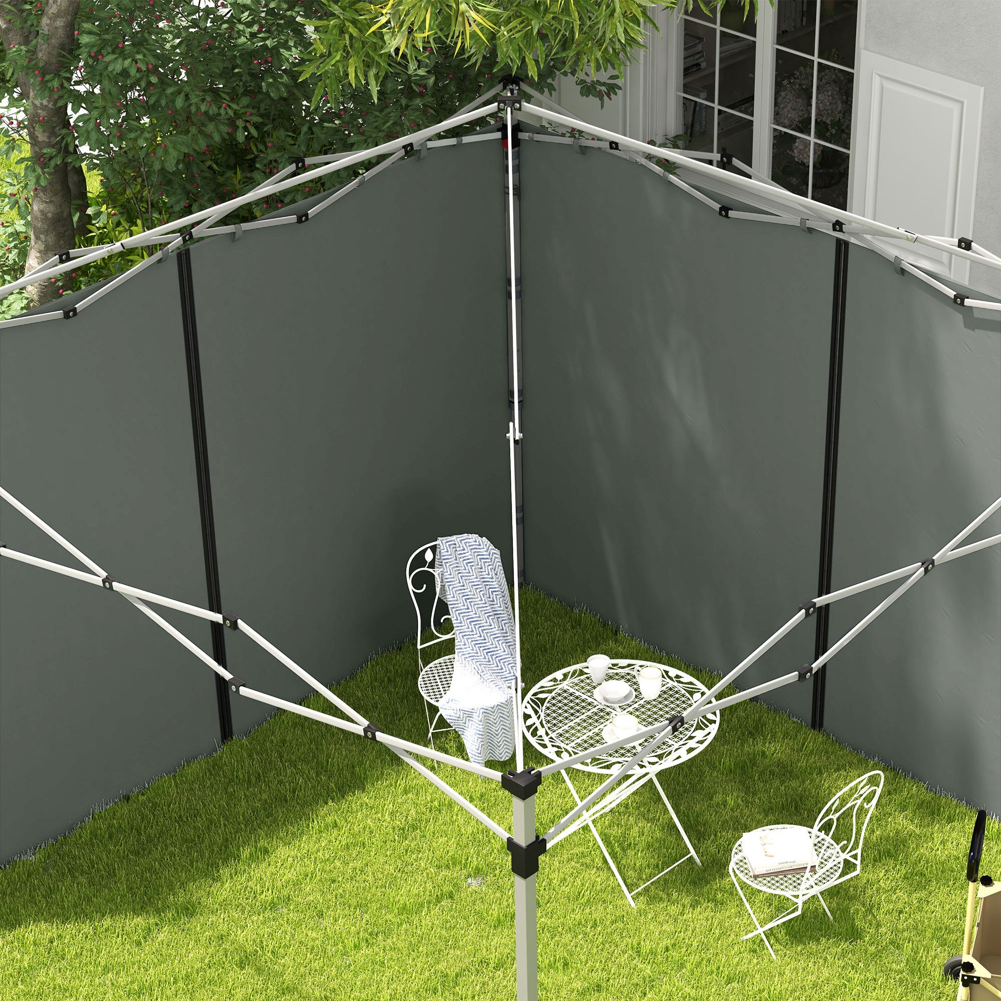Outsunny Canopy Sidewalls with Zipped Doors, for 10' x 20' or 10' x 10' Pop Up Canopy Tent, 2 Pack Canopy Walls Replacement, Dark Grey