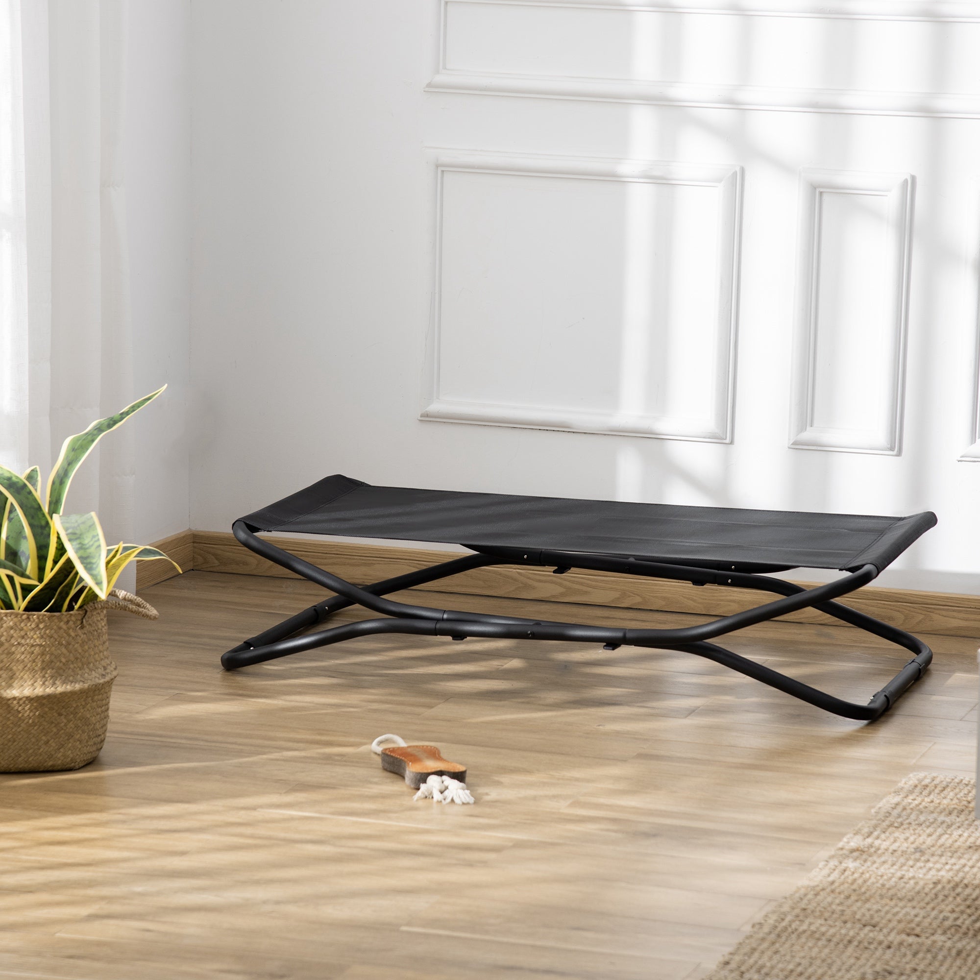 PawHut Elevated Dog Bed with Breathable Fabric, Foldable Pet Cot with Heavy Duty Steel Frame, Portable Cooling Pet Bed Indoor Outdoor Use, for Small Medium Dogs