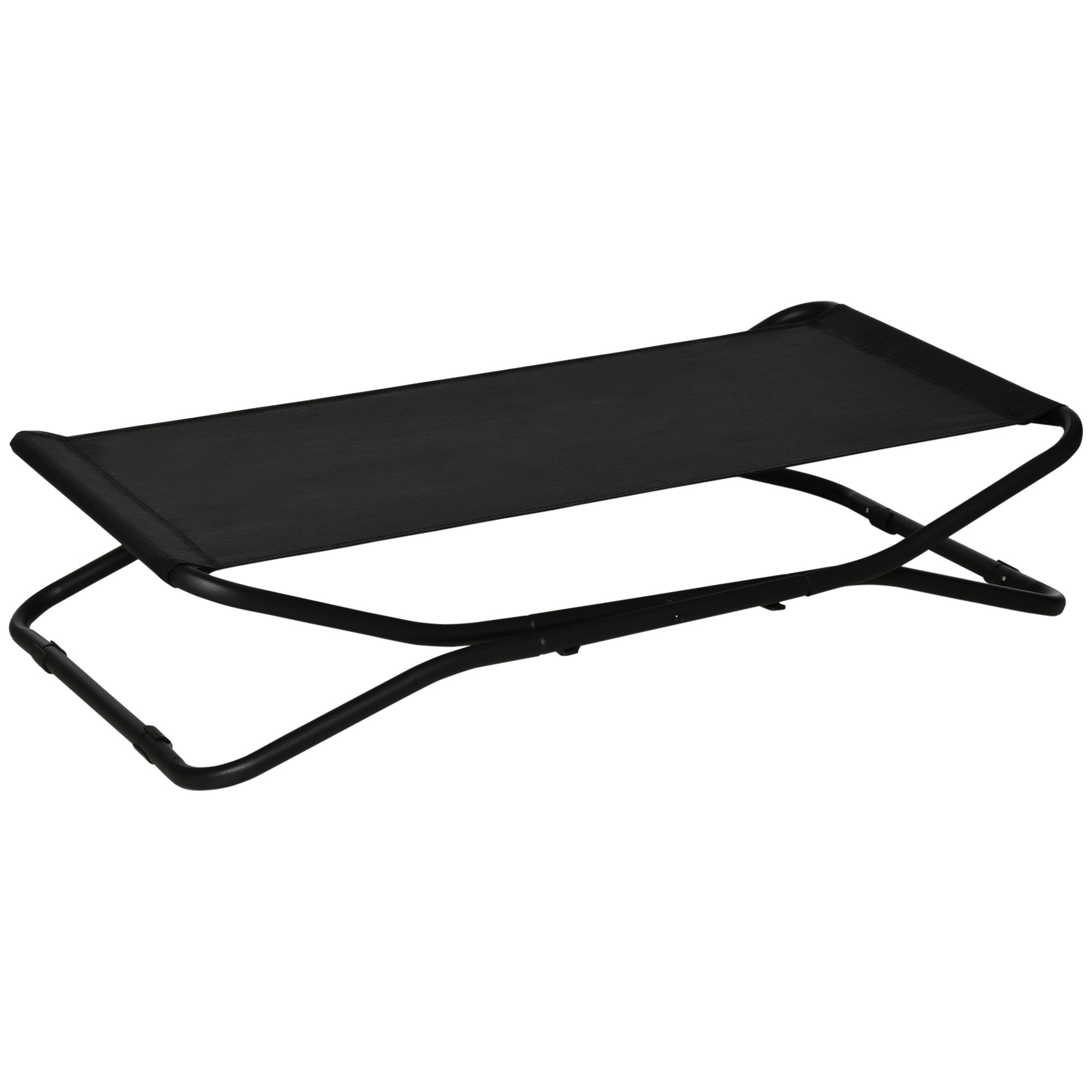 PawHut Elevated Dog Bed with Breathable Fabric, Foldable Pet Cot with Heavy Duty Steel Frame, Portable Cooling Pet Bed Indoor Outdoor Use, for Small Medium Dogs