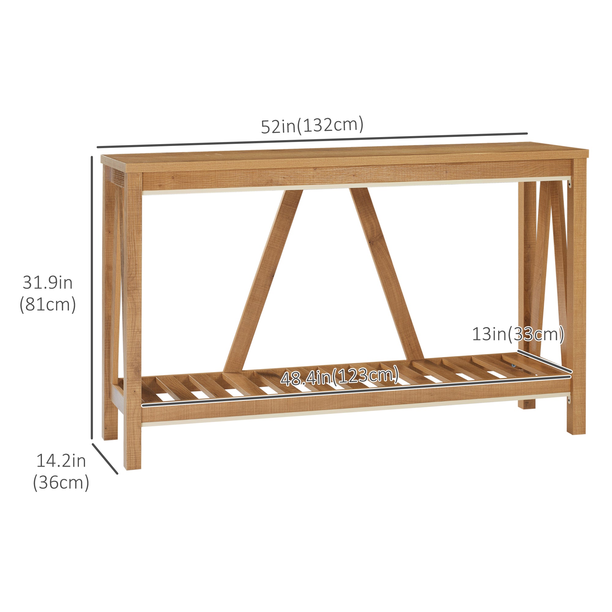 HOMCOM Console Table, Farmhouse Entryway Table with Storage Shelf, Rustic Sofa Table with Anti-tipper for Living Room and Entryway, Brown