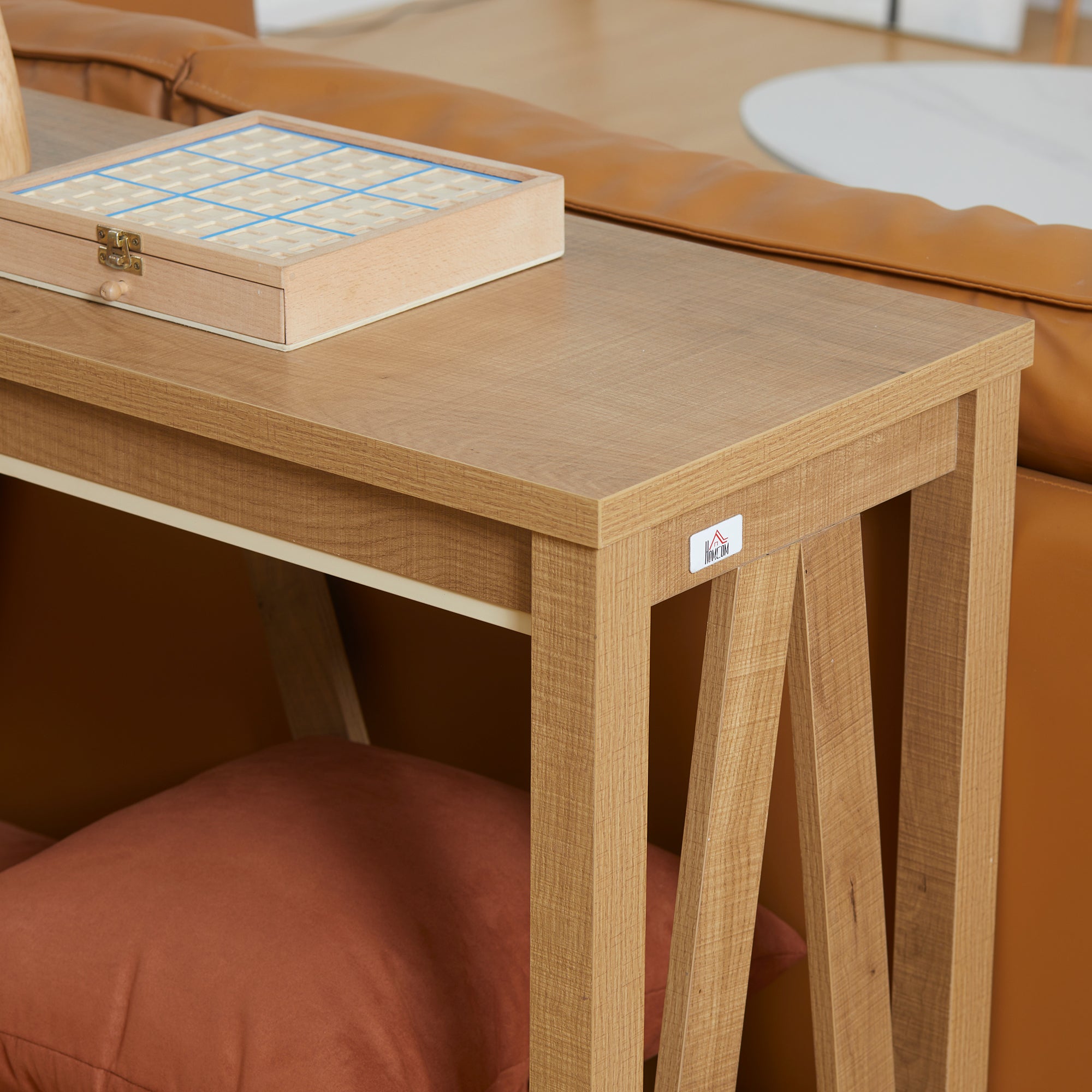 HOMCOM Console Table, Farmhouse Entryway Table with Storage Shelf, Rustic Sofa Table with Anti-tipper for Living Room and Entryway, Brown