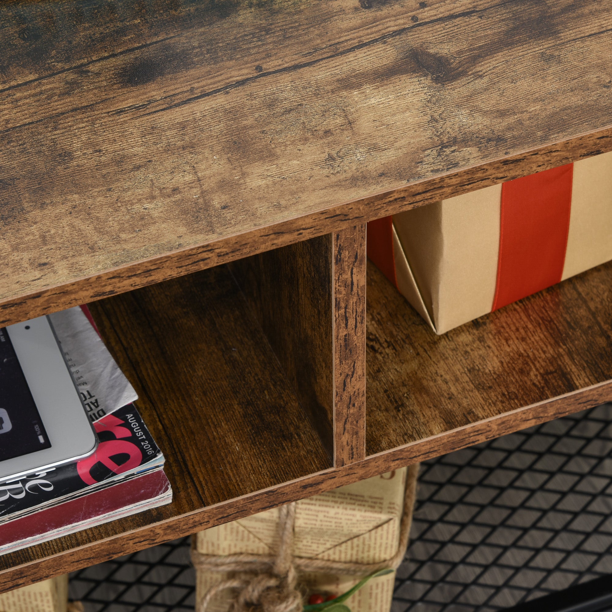 HOMCOM Industrial TV Stand, TV Console Table for TV up to 45'' Flat Screen, Entertainment Center for Living Room, Bedroom, Rustic Brown