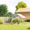 PawHut Chicken Run, Large Metal Chicken Coop with Waterproof & UV-Resistant Cover, Feeding Door, Hanging Feeder, Perch, Poultry Cage for Outdoor, Backyard, Farm, for 12-18 Chickens