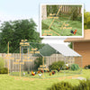 PawHut Chicken Run, Large Metal Chicken Coop with Waterproof & UV-Resistant Cover, Feeding Door, Hanging Feeder, Perch, Poultry Cage for Outdoor, Backyard, Farm, for 12-18 Chickens