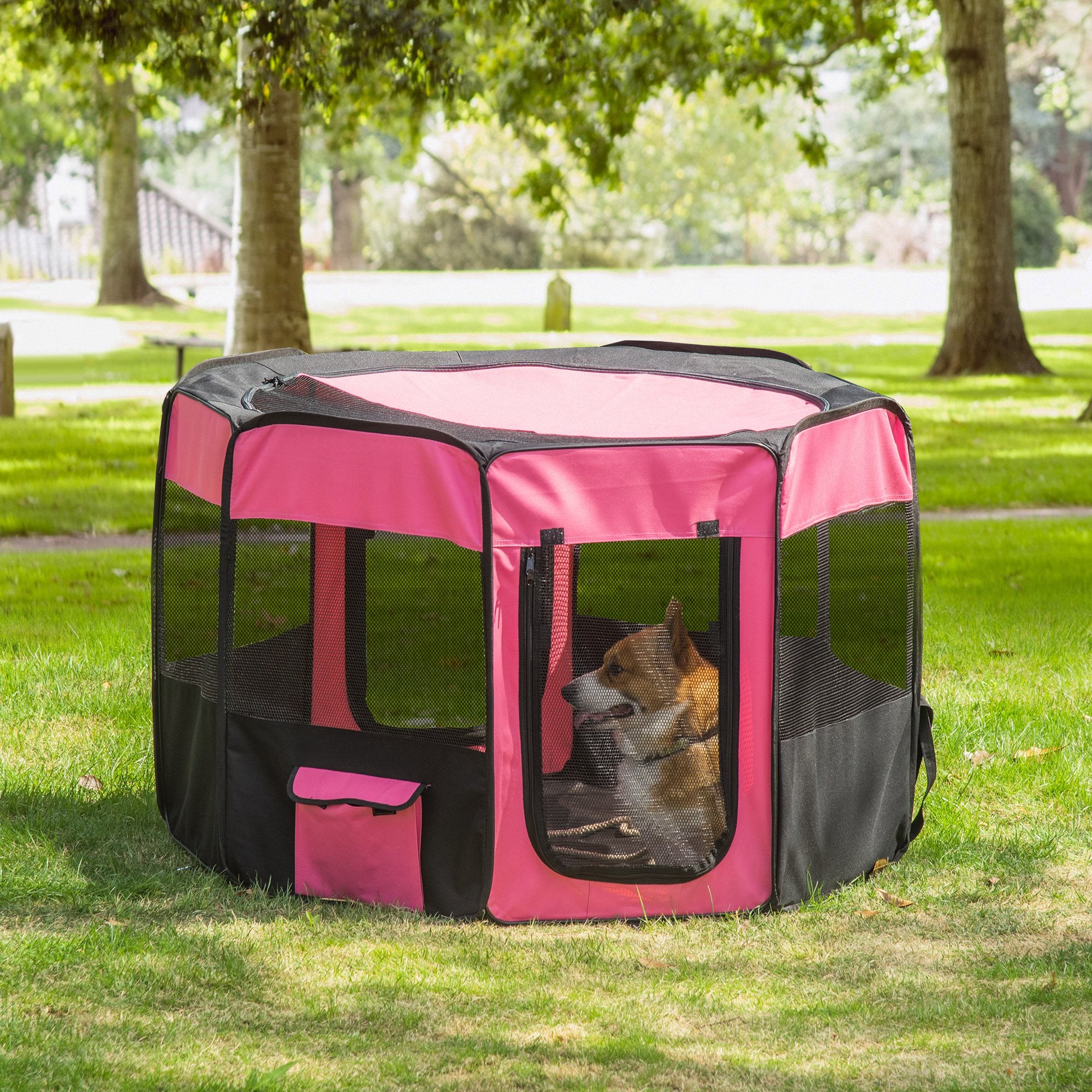 PawHut Fabric Pet Dog Cat Puppy Playpen, Rabbit Guinea Pig Play Pen Portable Foldable, Octagon, XL