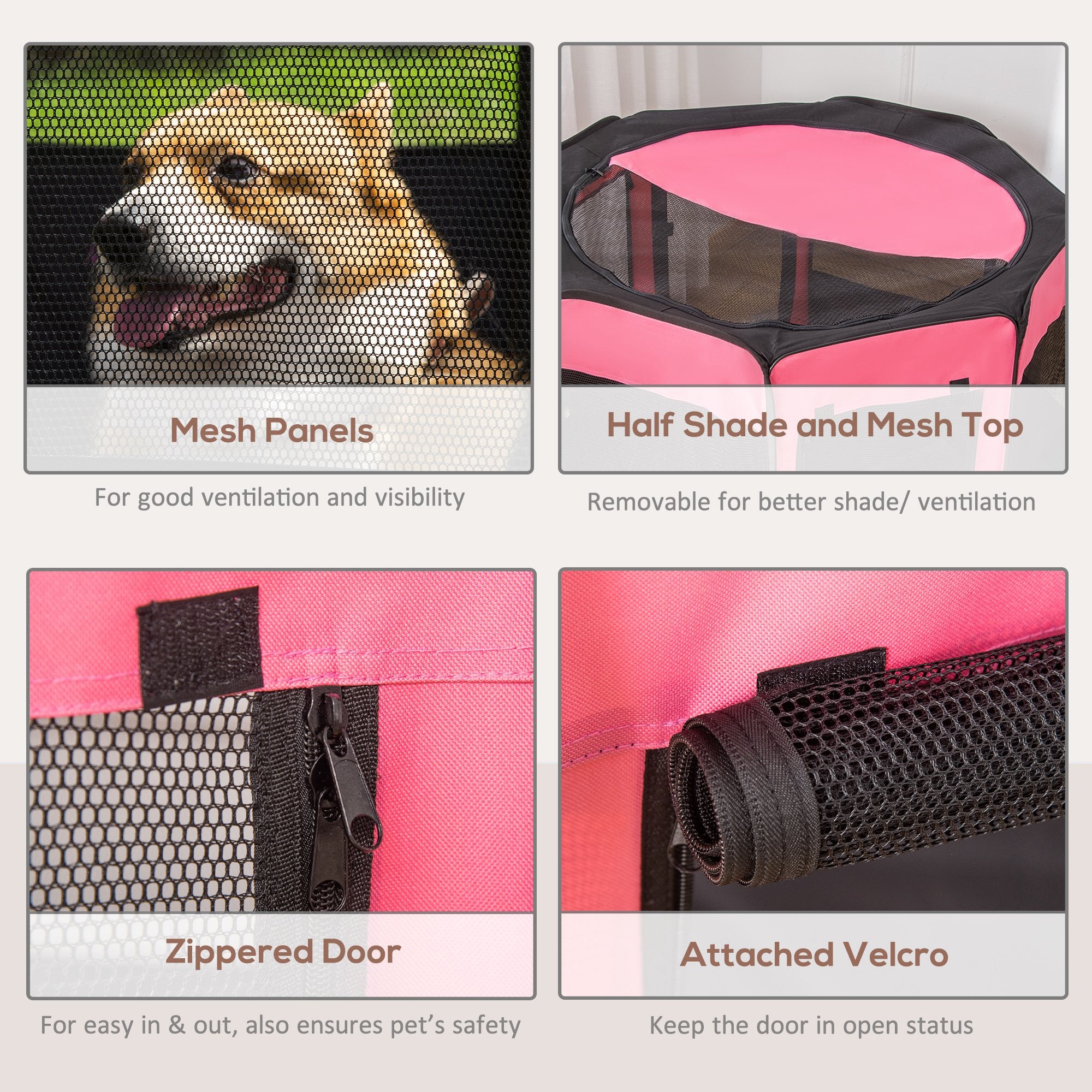 PawHut Fabric Pet Dog Cat Puppy Playpen, Rabbit Guinea Pig Play Pen Portable Foldable, Octagon, XL