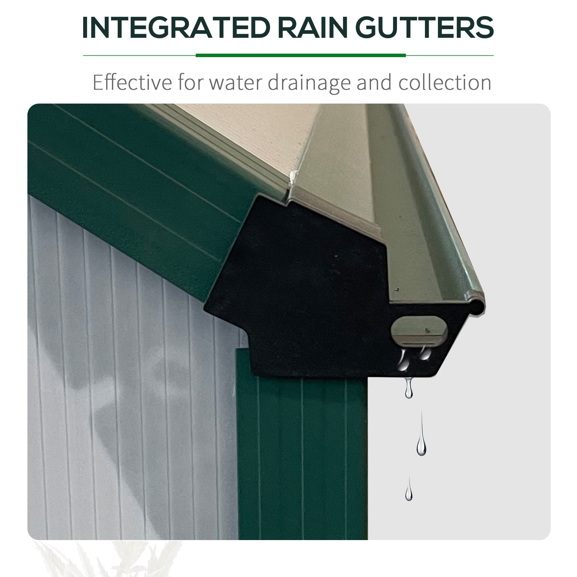 Outsunny 16' x 8' Aluminum Polycarbonate Greenhouse Walk-in Garden Greenhouse Kit with Adjustable Roof Vent, Rain Gutter and Sliding Door for Winter, Green