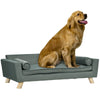 PawHut Dog Sofa Bed with Removable Pillows, Foam Pet Sofa Cat Sofa with Removable Washable Cushion, Water-resistant Fabric, for Medium and Large Dogs, Grey