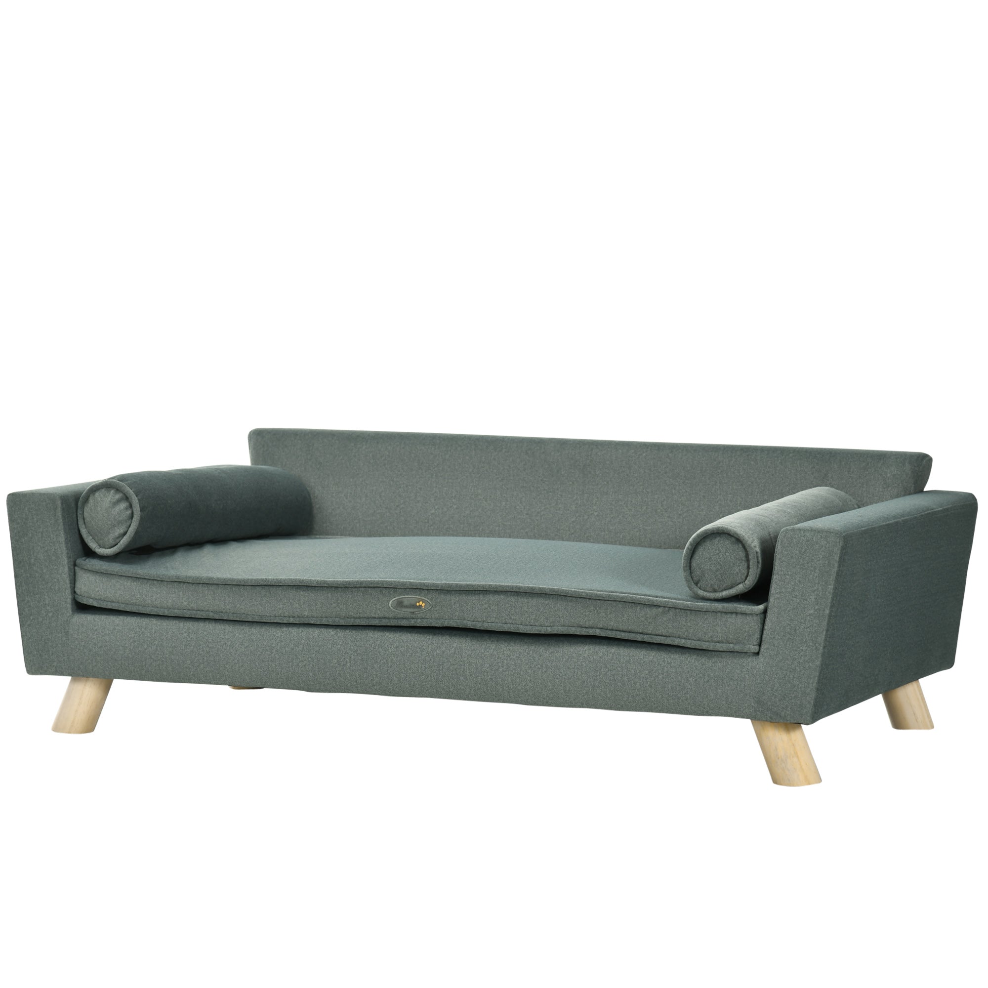 PawHut Dog Sofa Bed with Removable Pillows, Foam Pet Sofa Cat Sofa with Removable Washable Cushion, Water-resistant Fabric, for Medium and Large Dogs, Grey