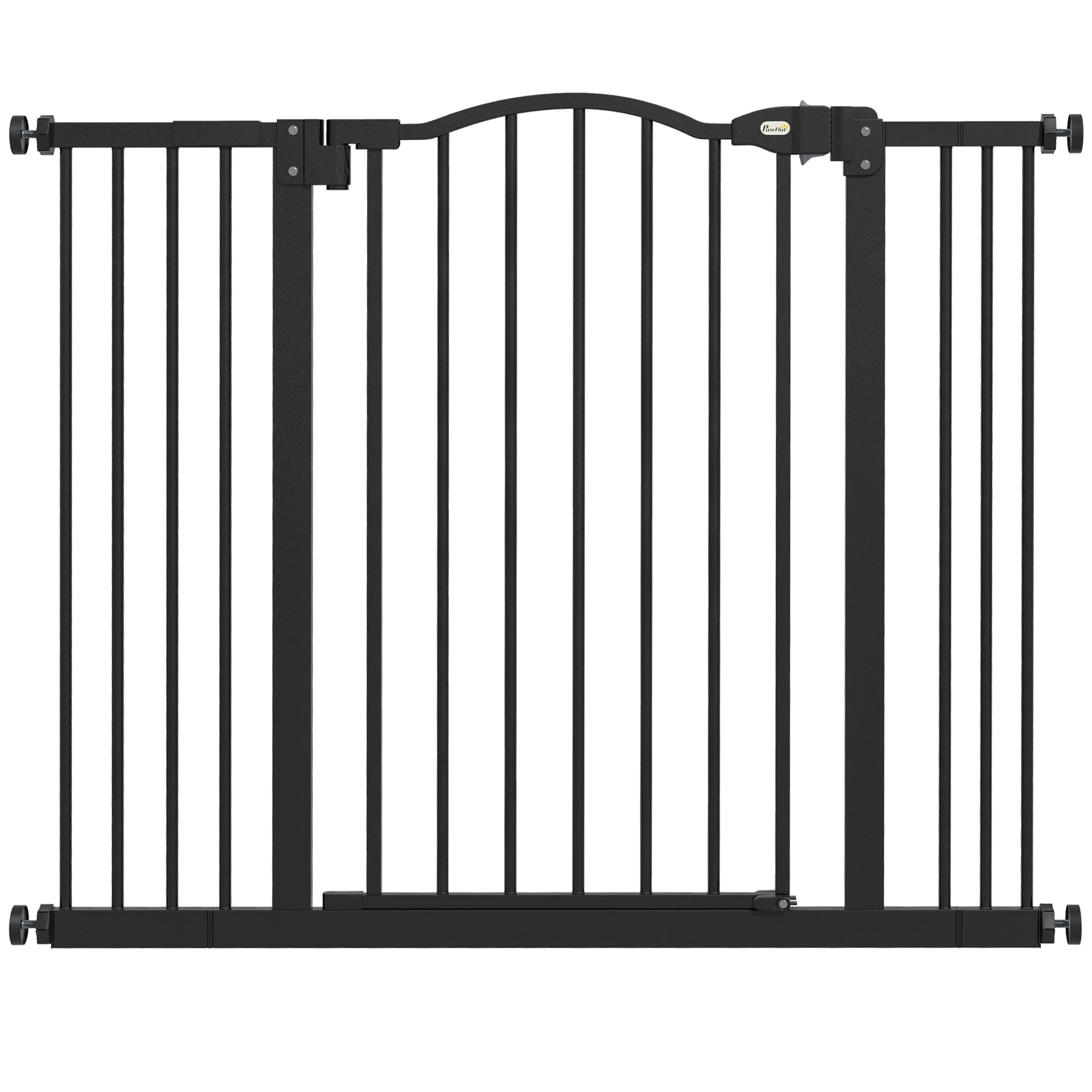 PawHut Pressure Fit Dog Stair Gate No Drilling Safety Gate Auto Close for Doorways, Hallways, 74-100cm Adjustable, 78cm Tall, Black
