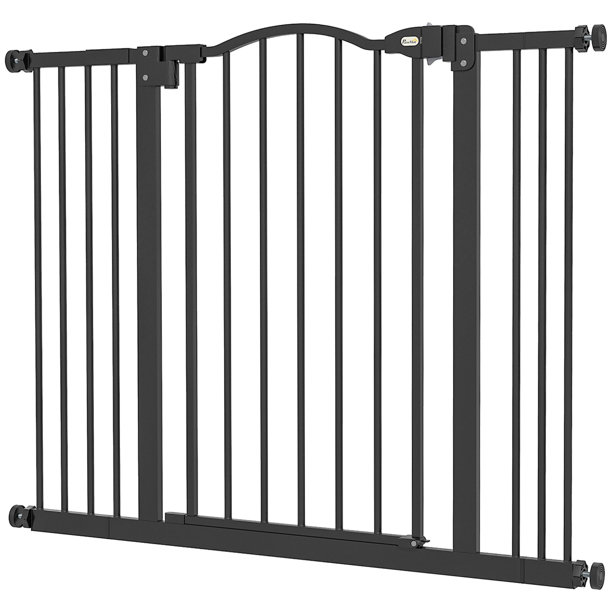 PawHut Pressure Fit Dog Stair Gate No Drilling Safety Gate Auto Close for Doorways, Hallways, 74-100cm Adjustable, 78cm Tall, Black