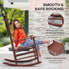 Outsunny Wooden Porch Rocking Chair Outdoor Patio Rocker Garden Single Leisure Reclining Seat Armchair Wine Red