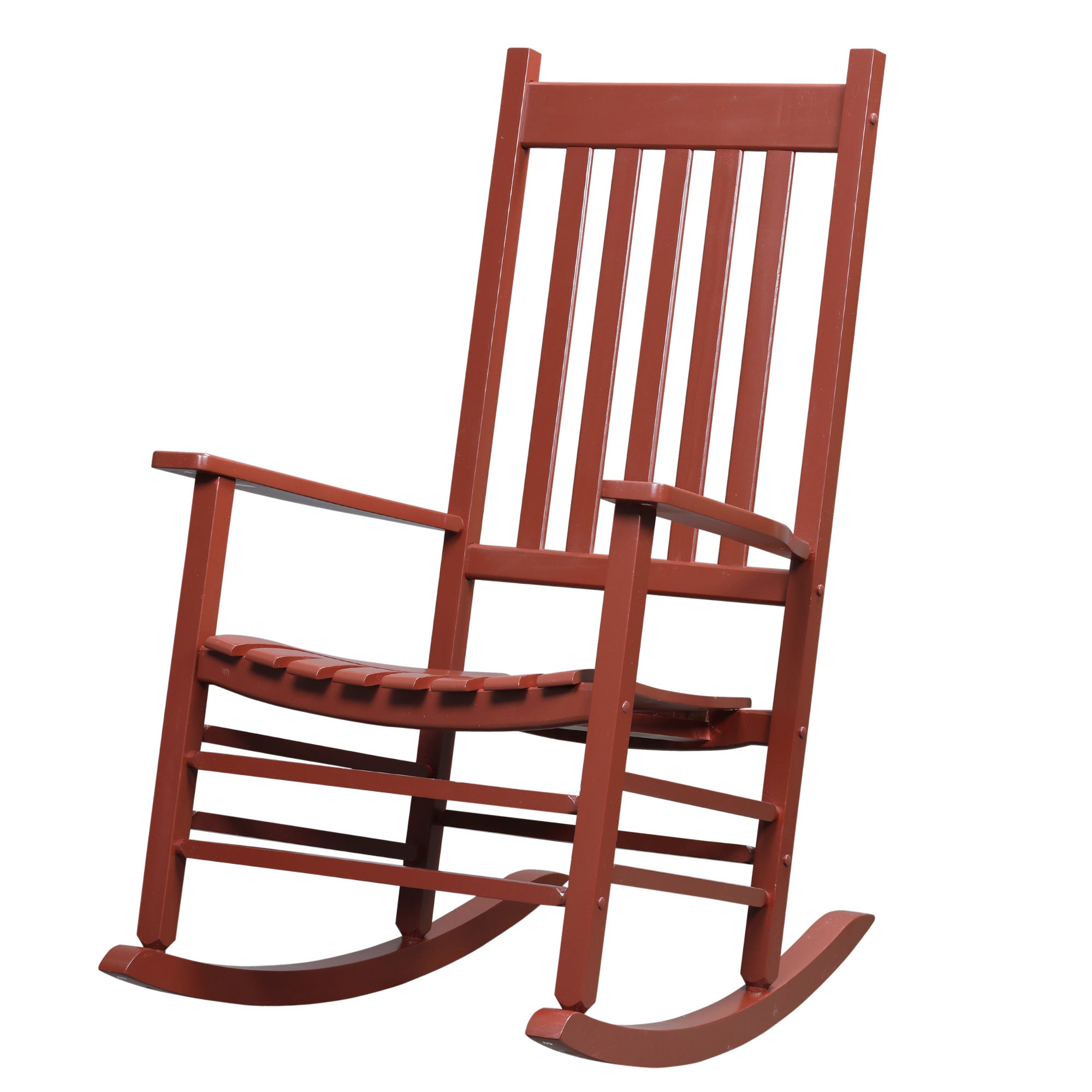 Outsunny Wooden Porch Rocking Chair Outdoor Patio Rocker Garden Single Leisure Reclining Seat Armchair Wine Red