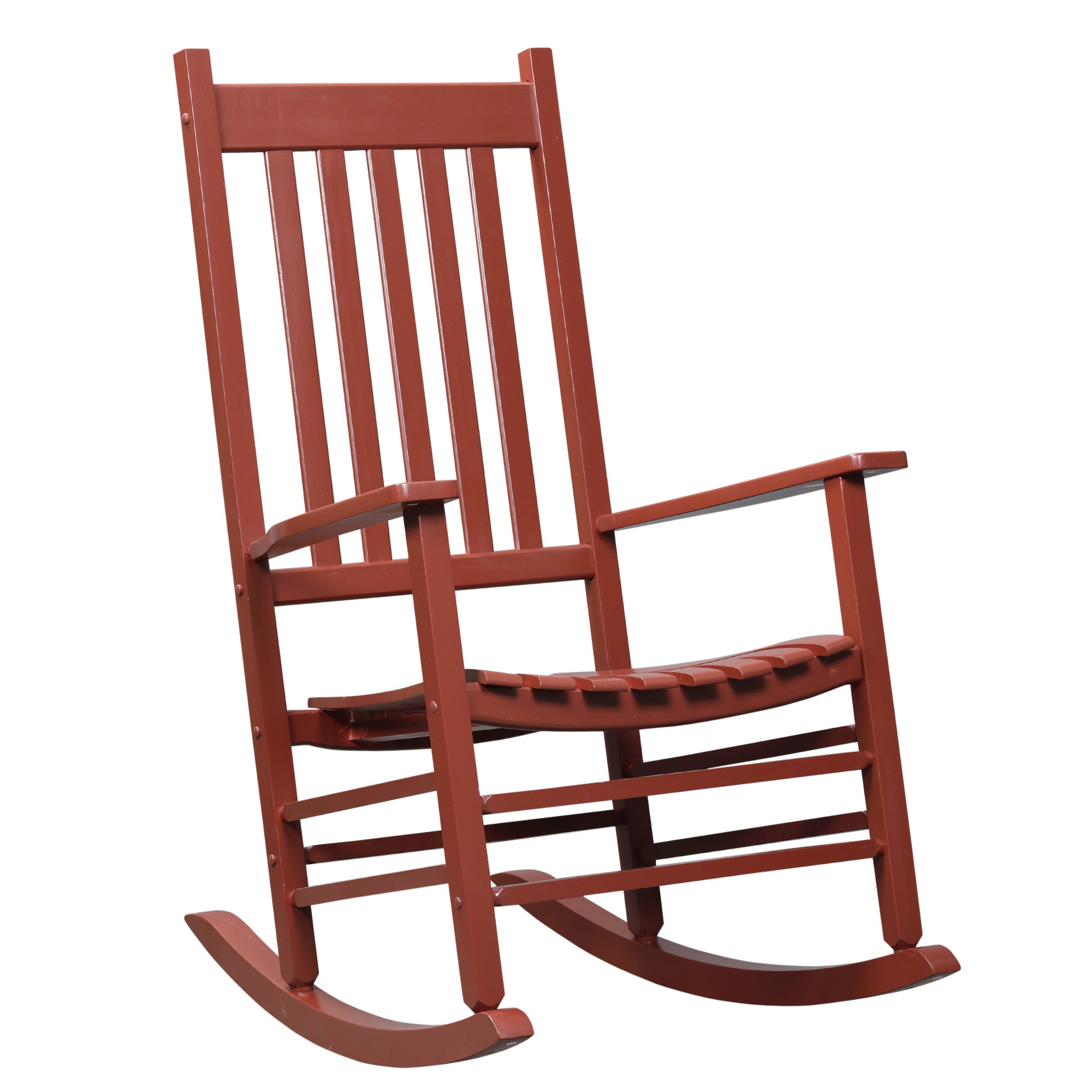 Outsunny Wooden Porch Rocking Chair Outdoor Patio Rocker Garden Single Leisure Reclining Seat Armchair Wine Red