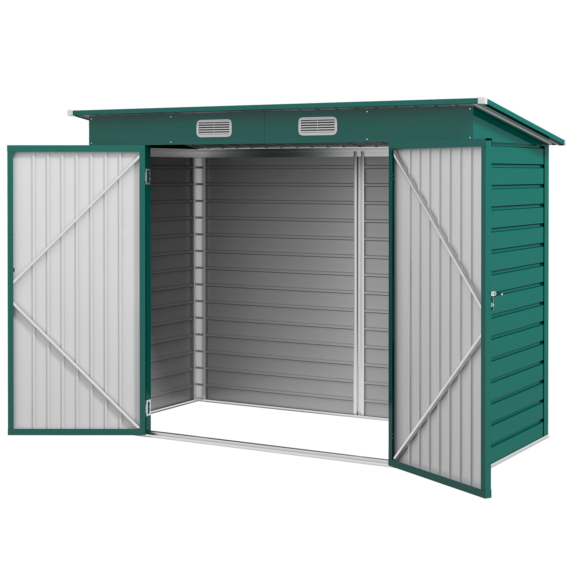 Outsunny 8 x 4FT Outdoor Storage Shed, Galvanized Metal Garden Shed, Waterproof Tool Shed with 2 Vents for Backyard, Lawn, Patio, Green