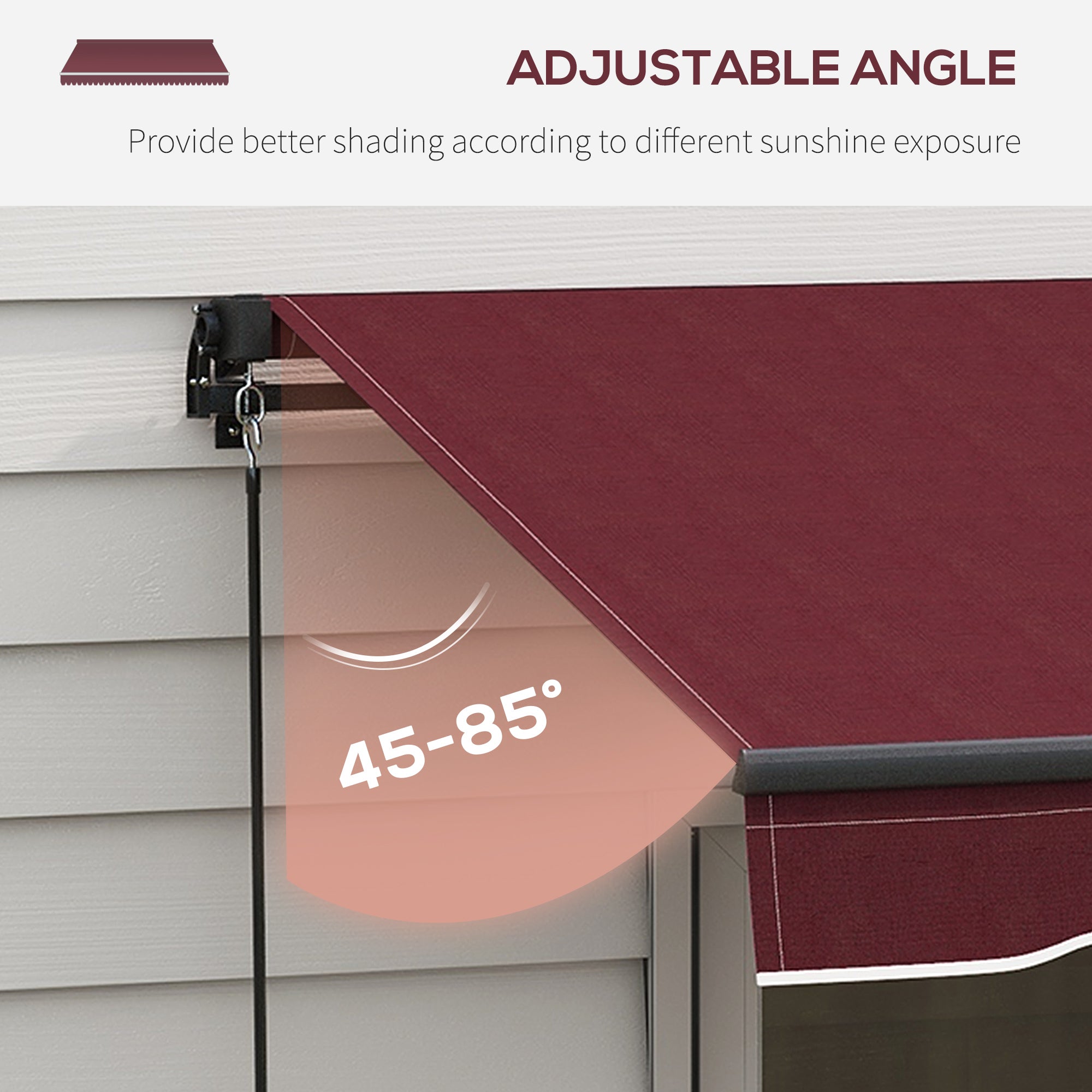 Outsunny 15' x 10' Retractable Awning, Patio Awning Sunshade Shelter with Manual Crank Handle, 280gsm UV Resistant Fabric and Aluminum Frame, for Balcony, Yard, Wine Red
