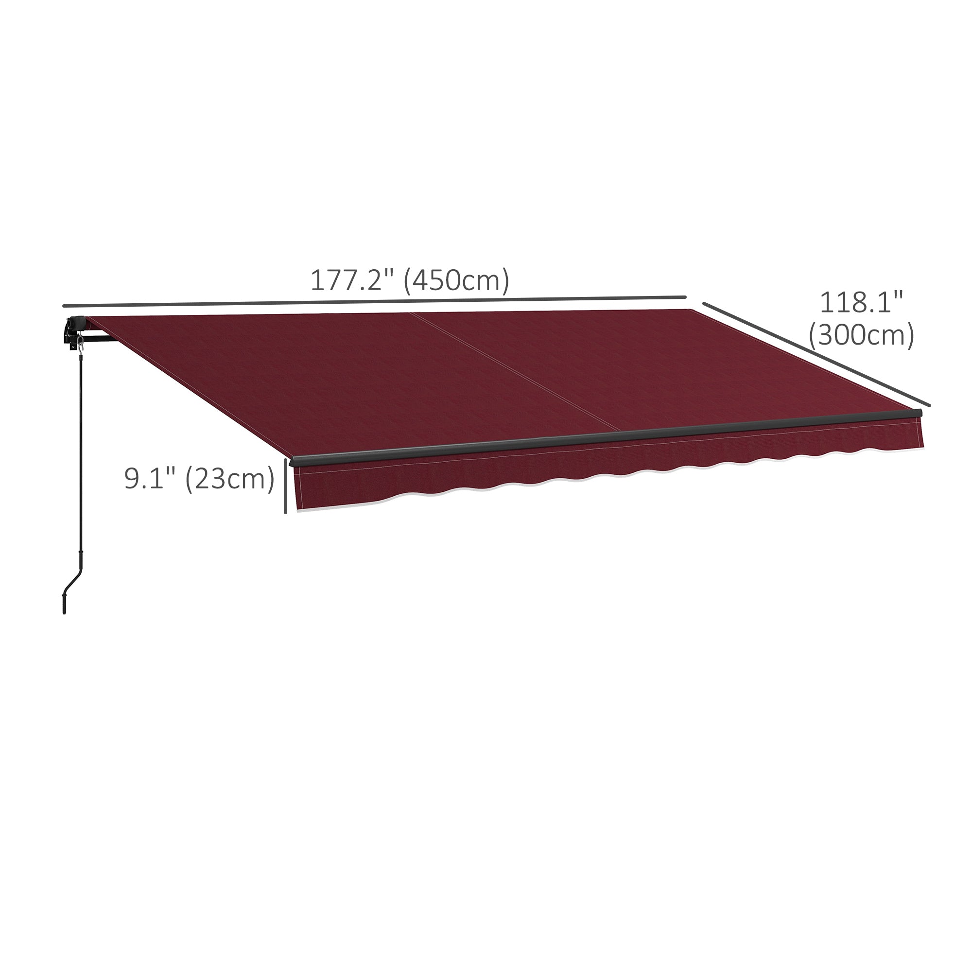 Outsunny 15' x 10' Retractable Awning, Patio Awning Sunshade Shelter with Manual Crank Handle, 280gsm UV Resistant Fabric and Aluminum Frame, for Balcony, Yard, Wine Red