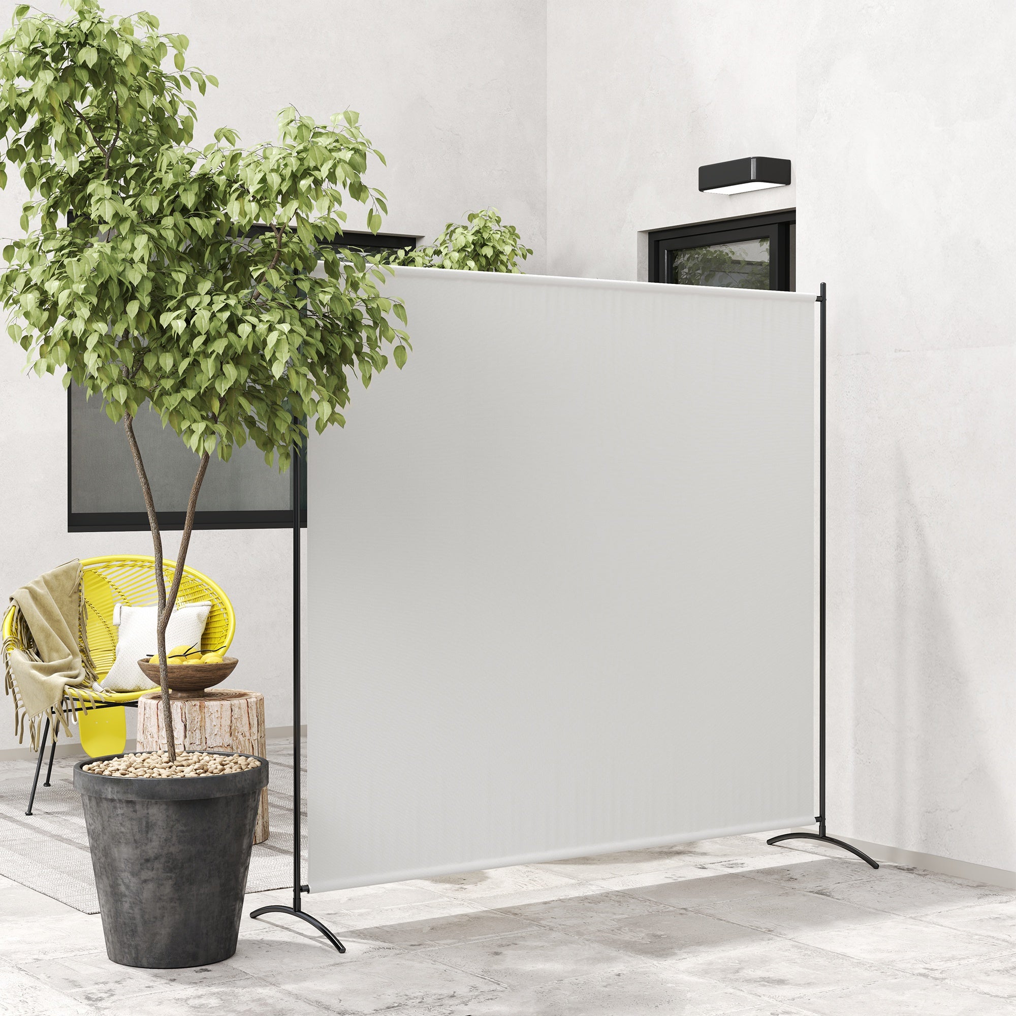 Outsunny Single Outdoor Privacy Screen, 5.9FT Tall Room Divider with UV30+ Protection, Freestanding Privacy Panel Partition with Stable Base for Indoor Outdoor Use, Beige