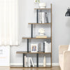 HOMCOM Industrial Bookcase 5-Tier Wooden Ladder Bookshelf Display Stand Organizer for Livingroom Indoor Corner Shelf - Rustic Brown