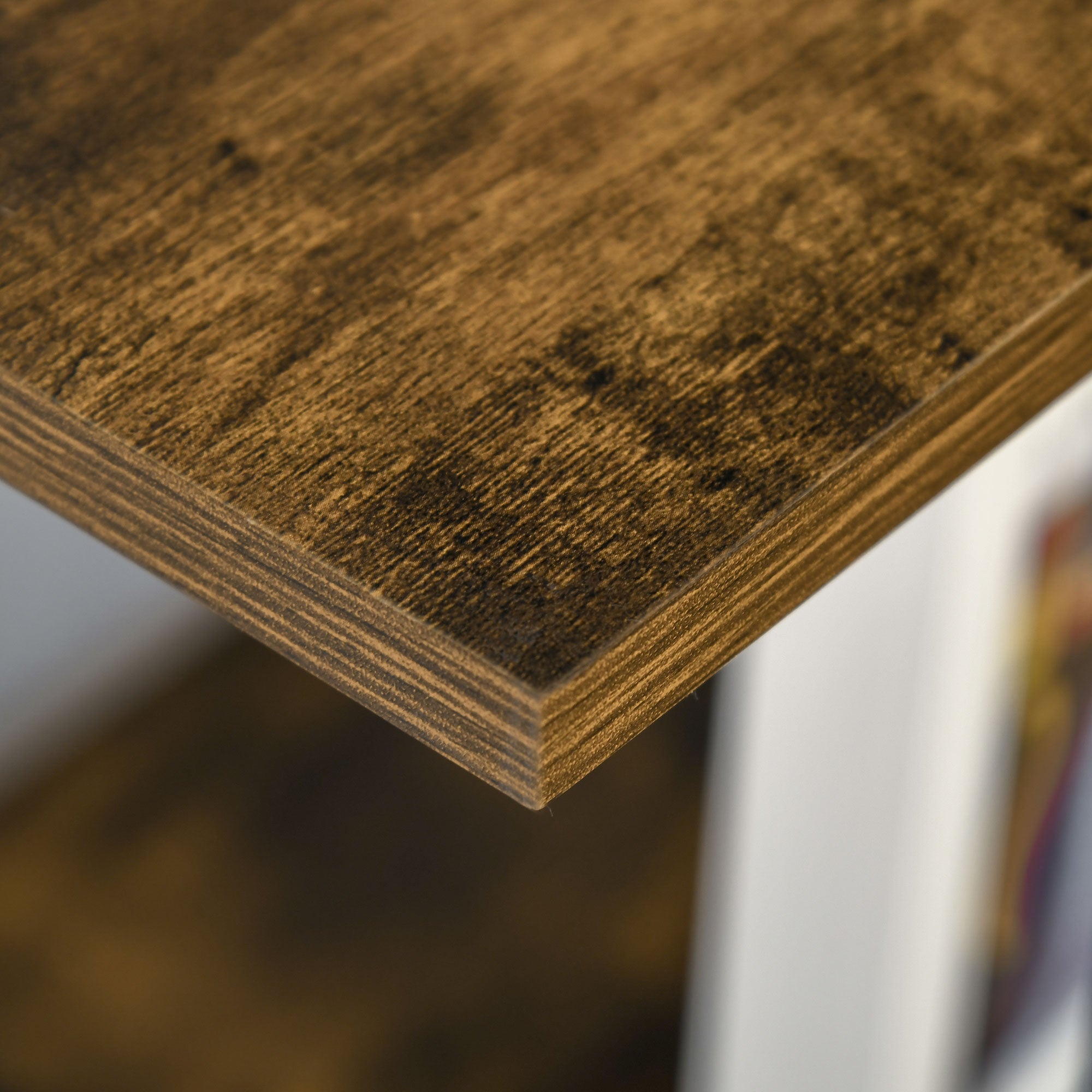 HOMCOM Industrial Bookcase 5-Tier Wooden Ladder Bookshelf Display Stand Organizer for Livingroom Indoor Corner Shelf - Rustic Brown