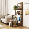 HOMCOM Industrial Bookcase 5-Tier Wooden Ladder Bookshelf Display Stand Organizer for Livingroom Indoor Corner Shelf - Rustic Brown