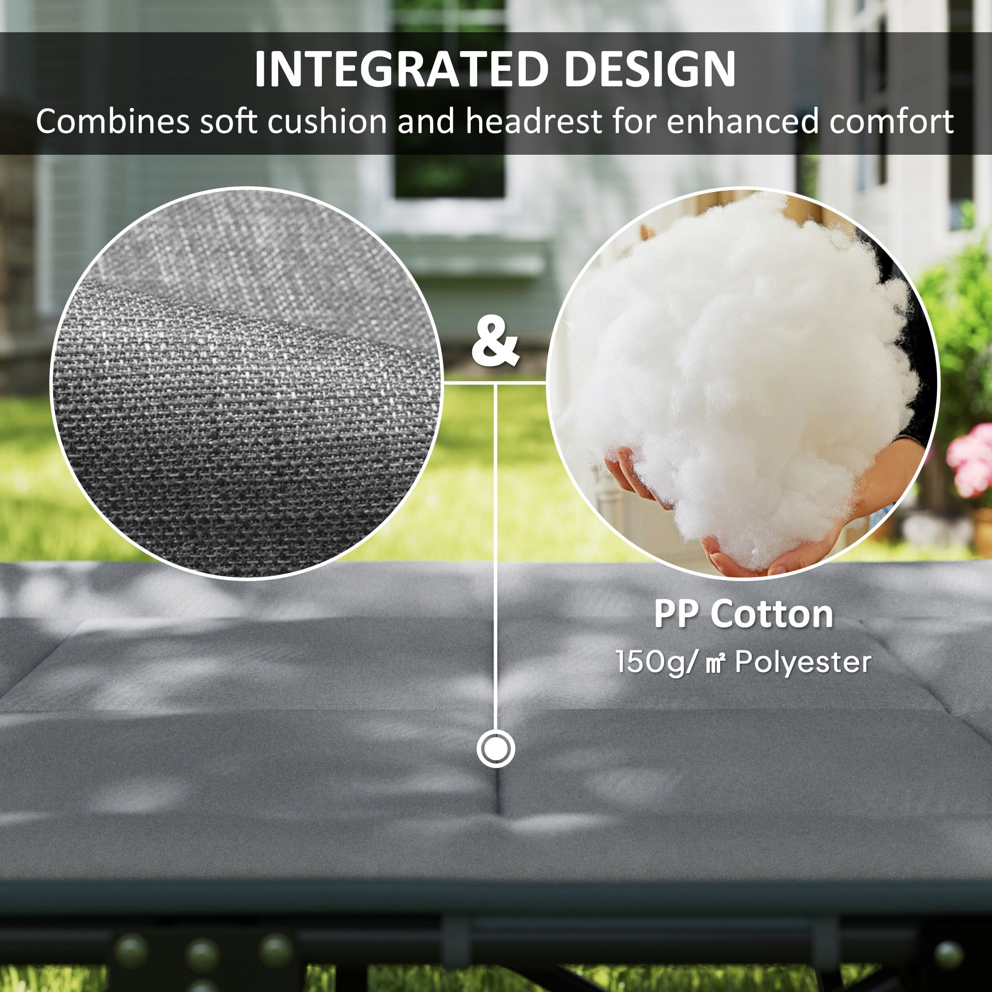 Outsunny Camping Cot for Adults with Cushion, 26.4" Wide Portable Folding Bed with Storage Pocket and Non-Slip Foot Pads for Outdoor Travel Home Office, Max Load 330 LBS, Grey