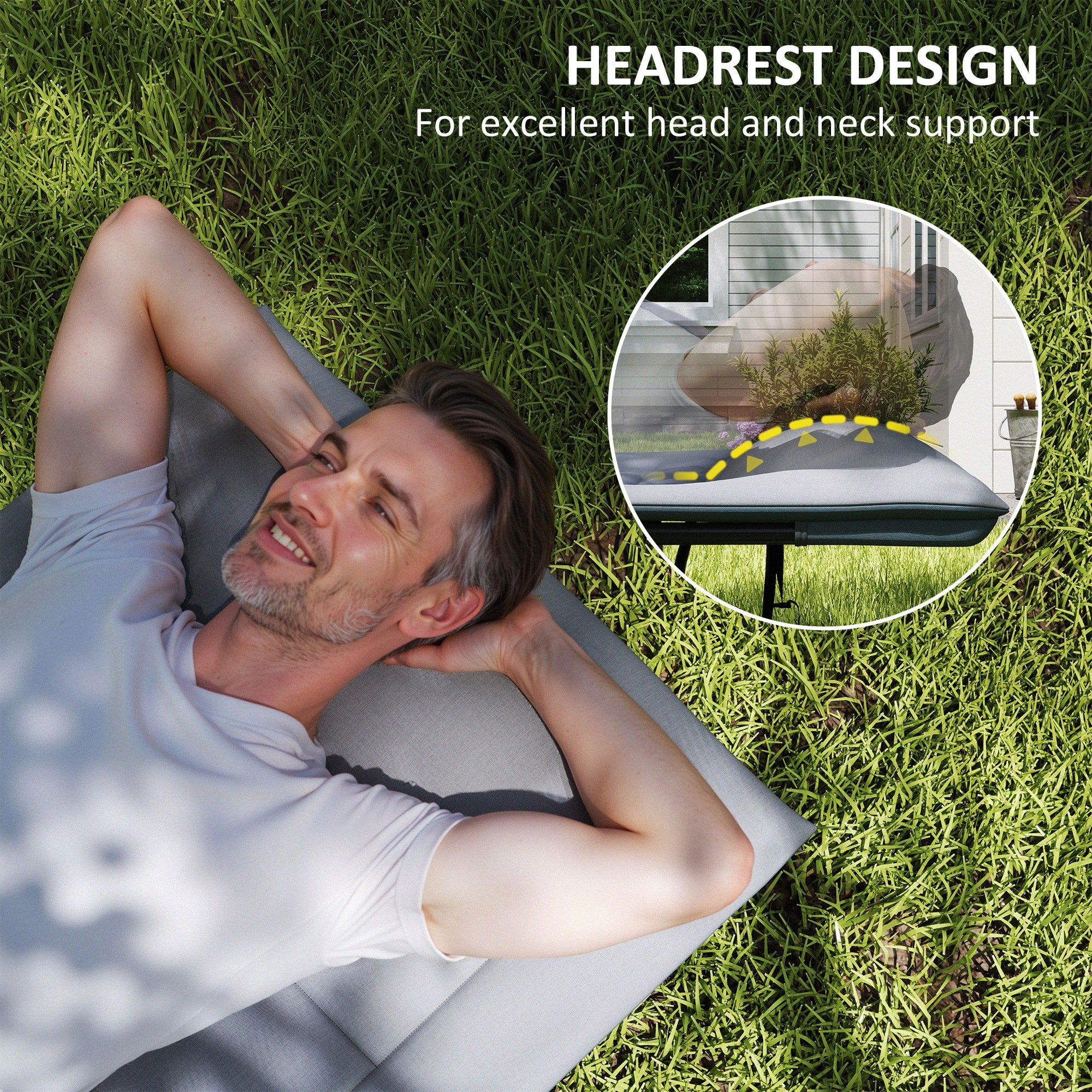 Outsunny Camping Cot for Adults with Cushion, 26.4" Wide Portable Folding Bed with Storage Pocket and Non-Slip Foot Pads for Outdoor Travel Home Office, Max Load 330 LBS, Grey