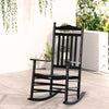 Outsunny Wooden Outdoor Rocking Chair, Patio Rocking Chair with Slatted High Back and Armrests, Patio Chair for Porch, Garden, Lawn, Black