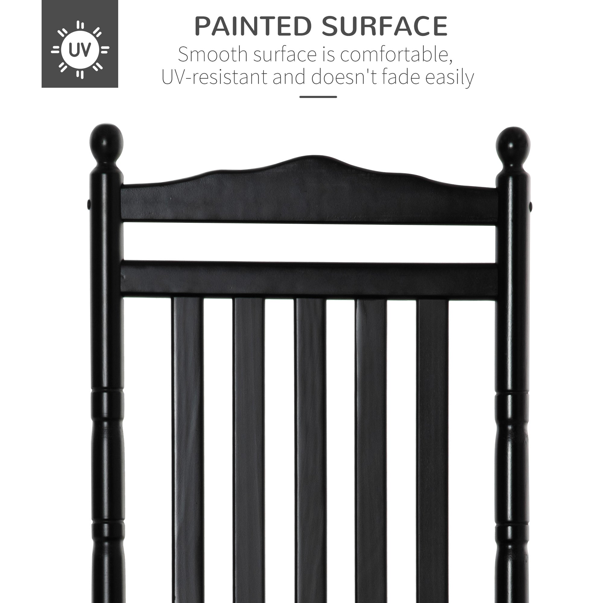 Outsunny Wooden Outdoor Rocking Chair, Patio Rocking Chair with Slatted High Back and Armrests, Patio Chair for Porch, Garden, Lawn, Black