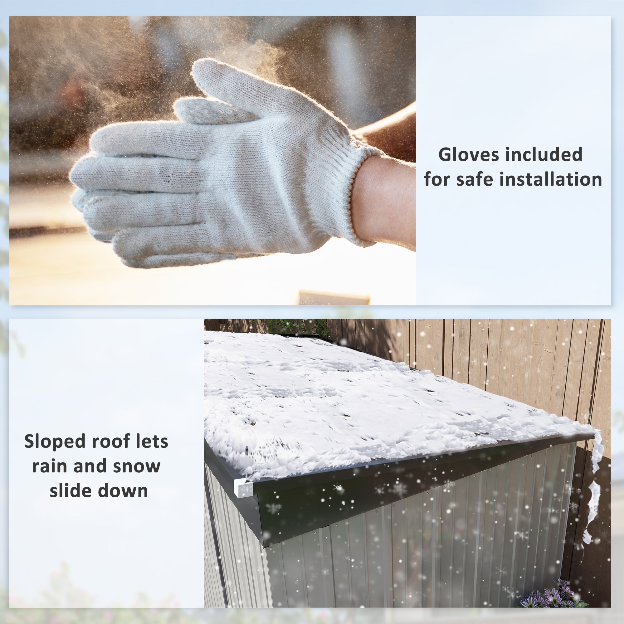 Outsunny 9' x 4' Storage Shed, Galvanized Steel Garden Shed with Lockable Doors, Gloves and 2 Air Vents for Backyard, Patio, Lawn, Grey