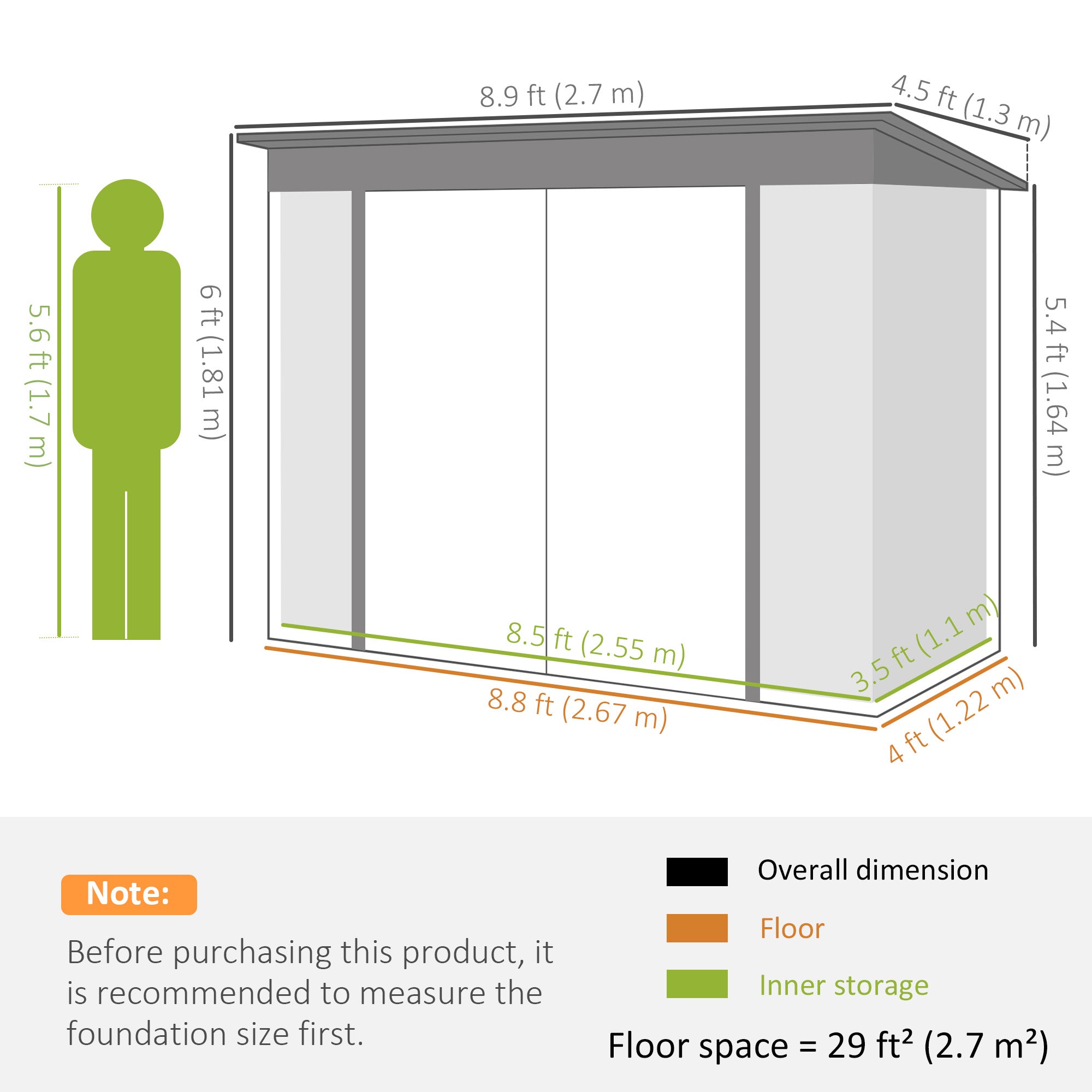 Outsunny 9' x 4' Storage Shed, Galvanized Steel Garden Shed with Lockable Doors, Gloves and 2 Air Vents for Backyard, Patio, Lawn, Grey