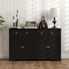 HOMCOM Sideboard Buffet Cabinet with Storage, 48" Kitchen Cabinet with 2 Drawers and 4 Barn Doors, Farmhouse Coffee Bar Cabinet, Black
