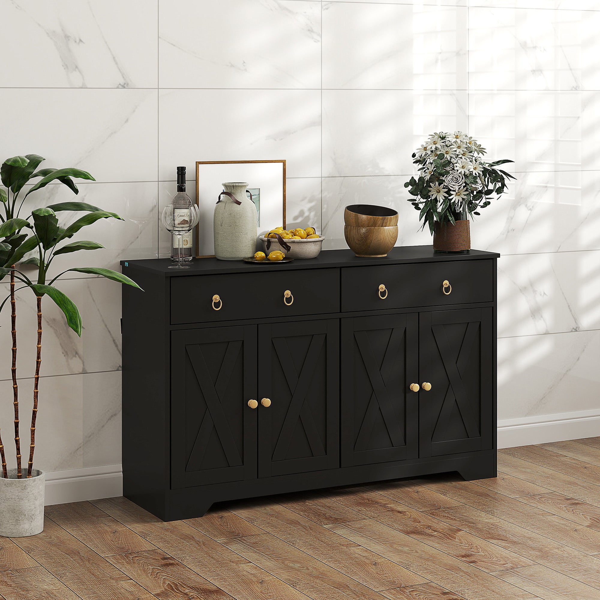 HOMCOM Sideboard Buffet Cabinet with Storage, 48