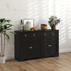 HOMCOM Sideboard Buffet Cabinet with Storage, 48" Kitchen Cabinet with 2 Drawers and 4 Barn Doors, Farmhouse Coffee Bar Cabinet, Black